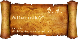 Vallus Anikó névjegykártya